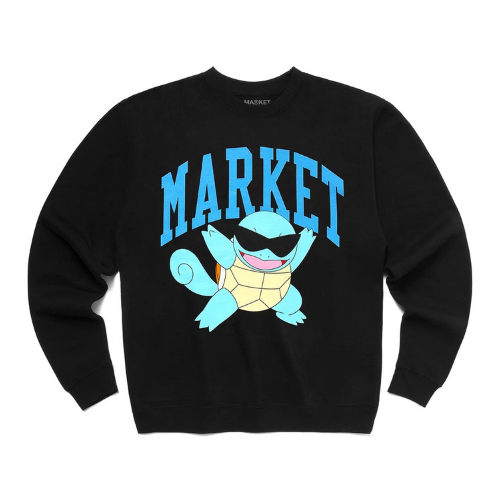 MARKET x Pokemon Squirtle Arc Chillin Crewneck Sweatshirt Black - Medium