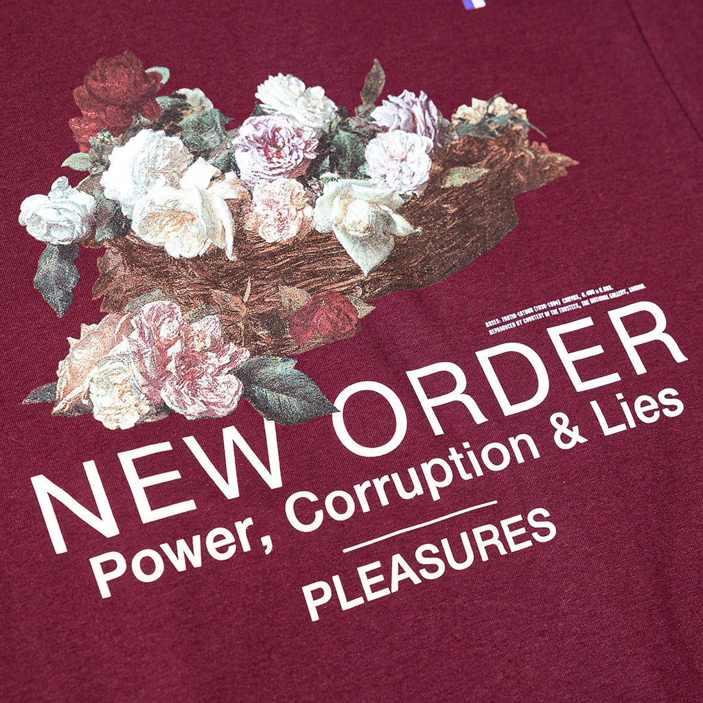 PLEASURES Power T-Shirt - Burgundy - MEDIUM