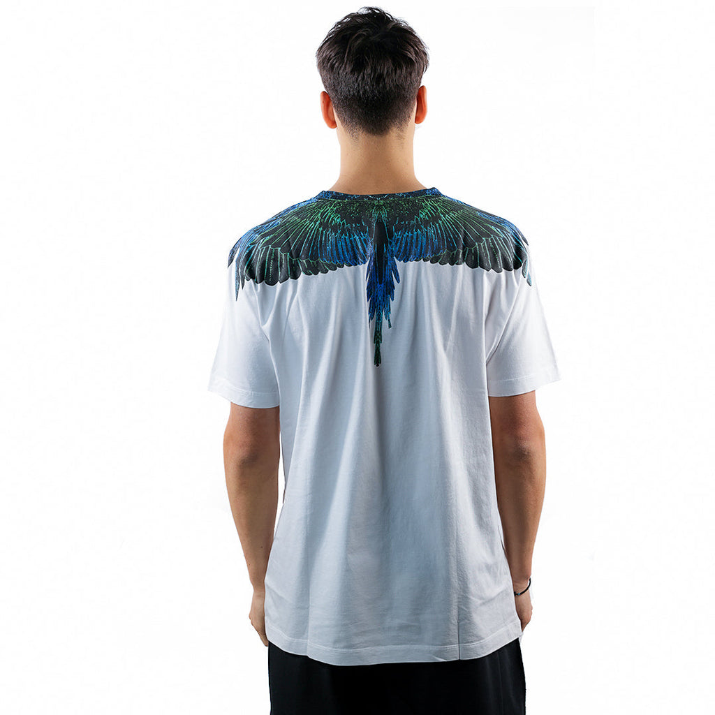 Marcelo Burlon County of Milan Wings Regular T-Shirt White/Blue Neon