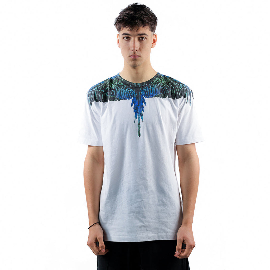 Marcelo Burlon County of Milan Wings Regular T-Shirt White/Blue Neon