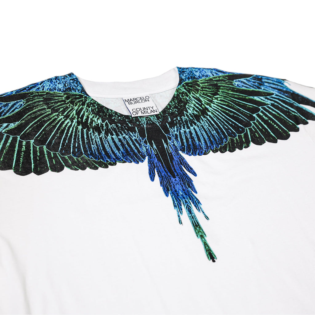 Marcelo Burlon County of Milan Wings Regular T-Shirt White/Blue Neon
